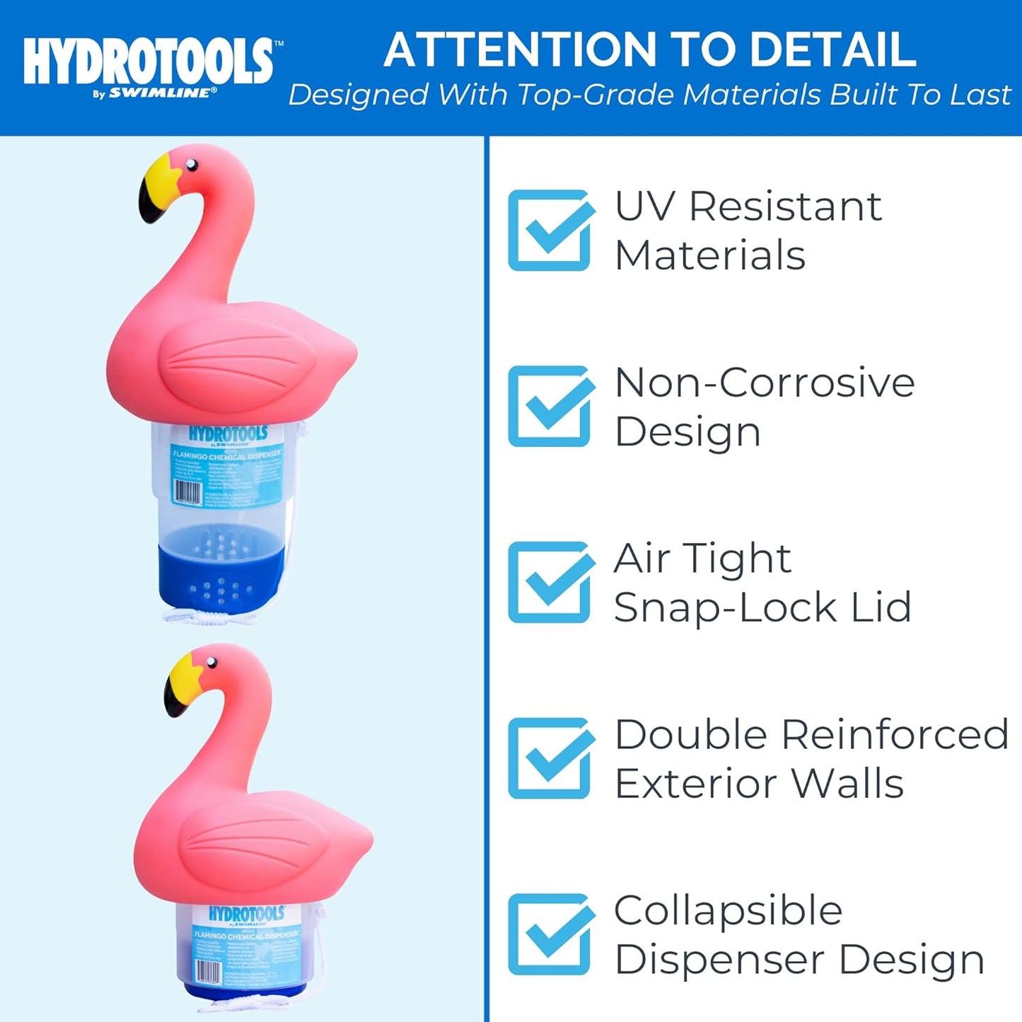 Collapsible Flamingo Chlorine Dispenser – Floating Tablet Holder for Pools & Spas
