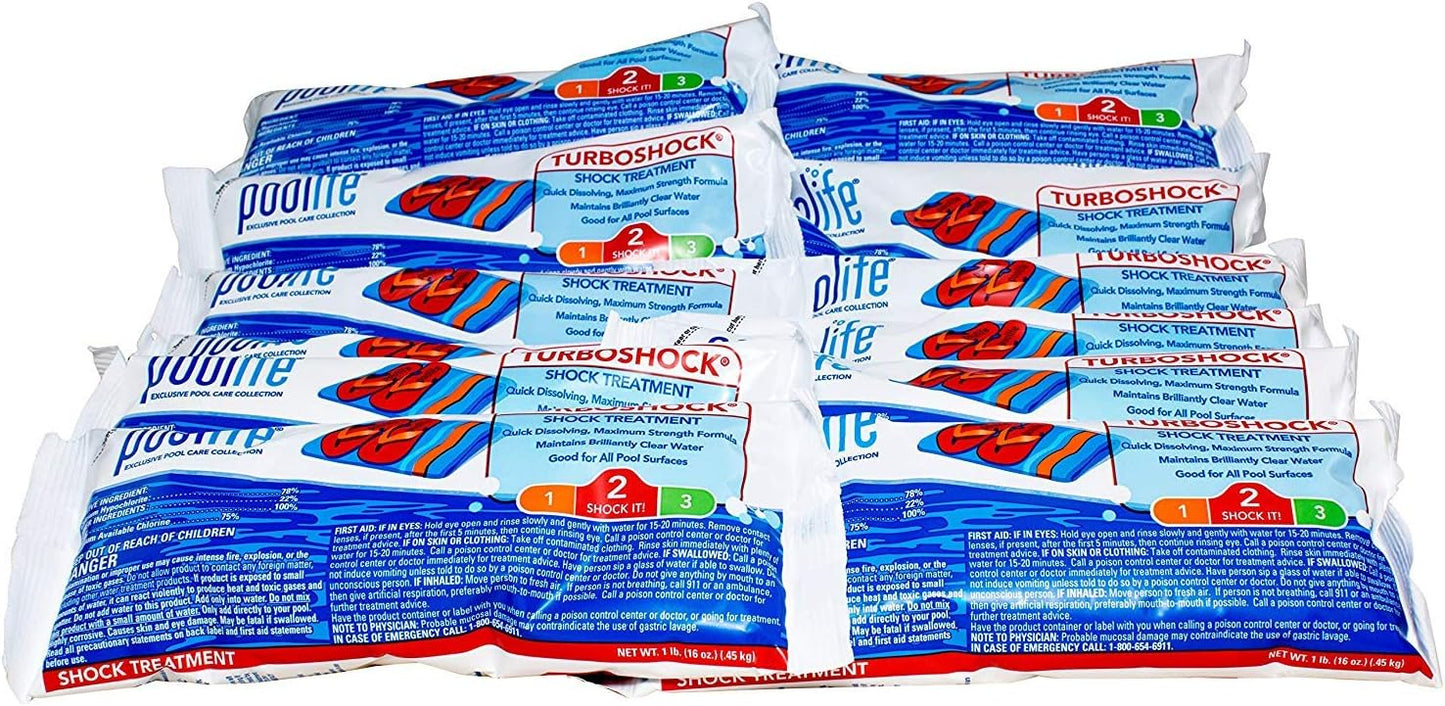 Poolife TurboShock (12 lb) – 78% Calcium Hypochlorite Pool Shock for Superior Water Clarity