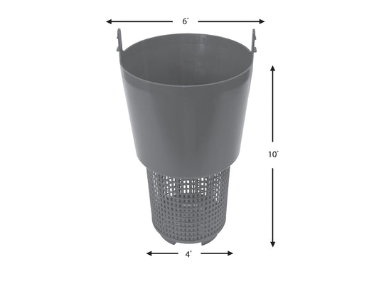 AC-33510 Large Skimmer Basket – 6" Top Diameter x 10" Deep – Heavy-Duty Pool Basket
